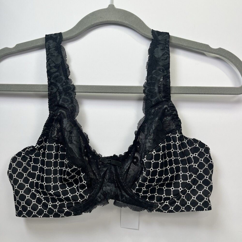 NWT Curve Muse Lingerie Unlined Lace Demi Bra Size Women’s 36 B Black White Sexy